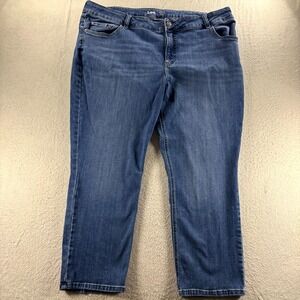 Lee Jeans Womens 24 (42x26.5) Blue Denim‎ Stretch Regular Fit Mid Rise Straight
